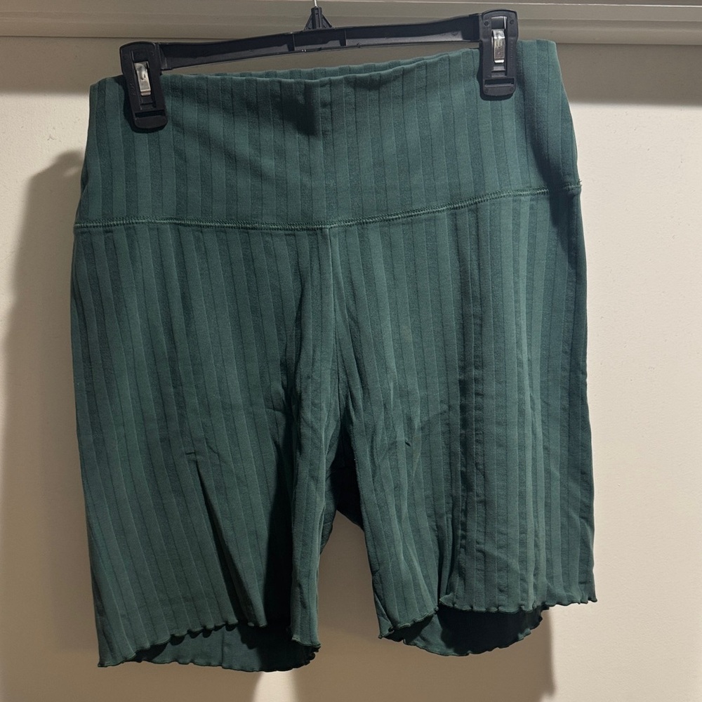 Emerald Ribbed Women's Bike Shorts